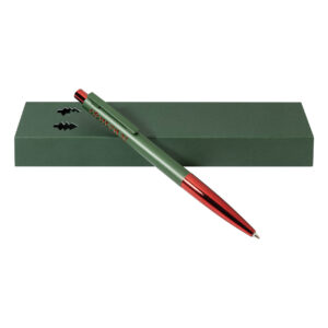 Recycled aluminium pen in Christmas gift box – Green