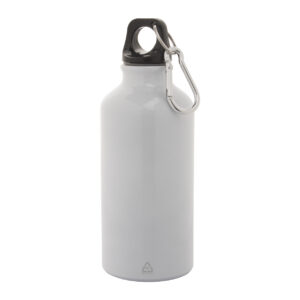 Pārstrādāta alumīnija pudele ar pārstrādāta alumīnija karabīni, 400 ml – Balta