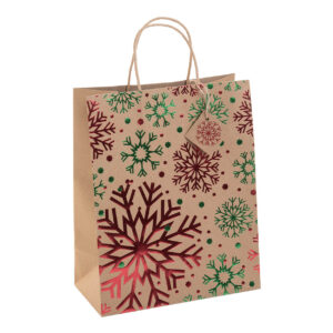 Large recycled kraft paper gift bag with foil design – Multicolour