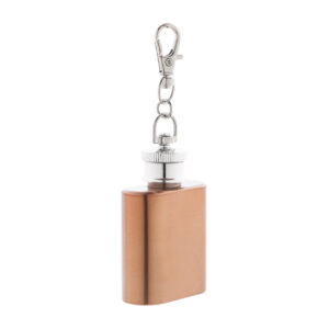 Pārstrādāta nerūsējošā tērauda mini blašķe ar karabīni, spīdīga, 30 ml – Rozā