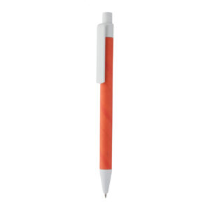 Recycled paper ballpoint pen with white plastic details – Oranža / balta