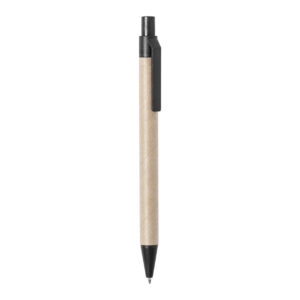 Pārstrādāta papīra lodīšu pildspalva ar kviešu salmu šķiedras detaļām, 137 mm – Melna / dabīga
