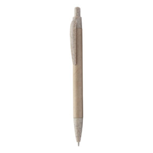 Pārstrādāta papīra lodīšu pildspalva ar kviešu salmu šķiedras detaļām, 139 mm – Dabīga / dabīga