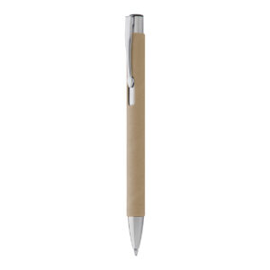 Pārstrādāta papīra lodīšu pildspalva ar metāla detaļām, ø11×138 mm – Dabīga