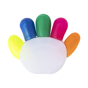 Pārstrādātas ABS plastmasas 5 krāsu marķieris plaukstas formā – Balta