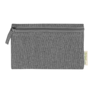 Pārstrādātas kokvilnas kosmētikas somiņa ar rāvējslēdzēju, 210×125 mm – Melna