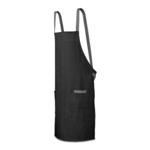 Recycled cotton apron with crossed straps – 220 g/m² – Black