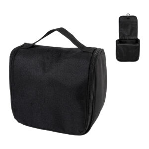 Piekarama 600D RPET poliestera kosmētikas soma ar nodalījumiem, 200×180×90 mm – Melna