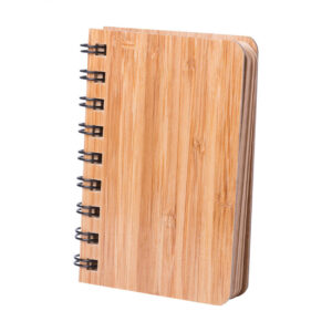 Piezīmju bloks ar bambusa vāku un spirāles iesējumu, 80 līnijotas lapas, 90×120 mm – Dabīga