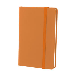 Piezīmju grāmata ar PU ādas vāku, grāmatzīmi un gumijas lenti, 100 tukšas lapas – A6 – Oranža