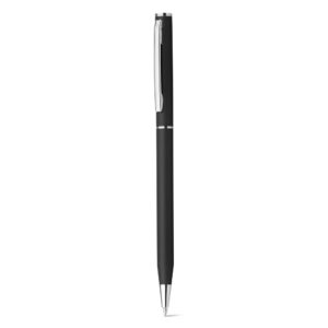 Slim aluminium twist-action pen with blue ink – Black