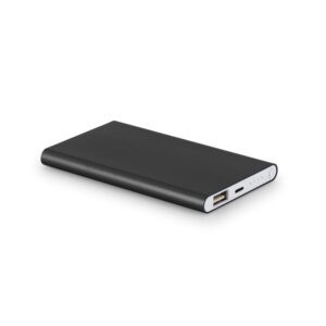 Plāns ārējais akumulators no pārstrādātas ABS plastmasas un alumīnija – 4 000 mAh – Melna