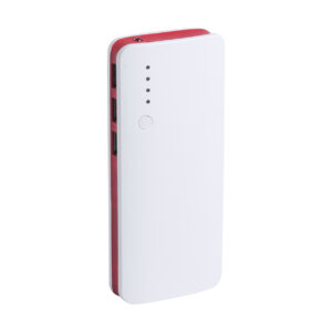 Plastmasas ārējais akumulators ar 3 uzlādes portiem, 10 000 mAh – Sarkana / balta