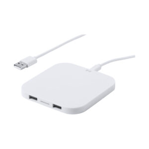 Plastmasas bezvadu lādētājs ar 2 USB portiem, 10 W – Balta
