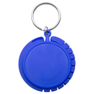 Plastic bag hook with metal key ring – Blue