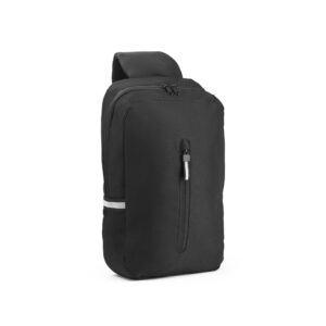 Shoulder bag with single strap and reflective elements made from recycled polyester – Black
