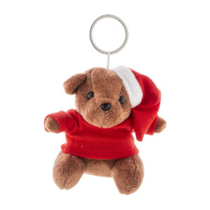Plush teddy bear keyring with Santa hat – Multicolour