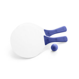 Beach racket set with ball and coloured handles – Blue