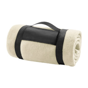 Polārflīsa pleds ar velcro pārnēsāšanas siksnu, 200 g/m², 130×160 cm – Bēša