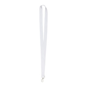Poliestera kaklasiksna ar metāla karabīni, 20×500 mm – Balta