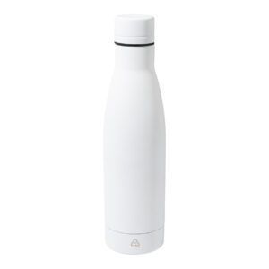 Pudele no pārstrādāta nerūsējošā tērauda ar gumijotu pārklājumu, 750 ml – Balta
