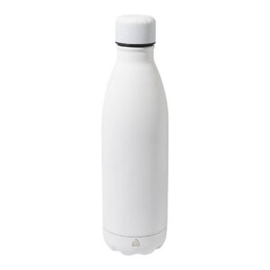Pudele no pārstrādāta nerūsējošā tērauda ar gumijotu pārklājumu, 790 ml – Balta
