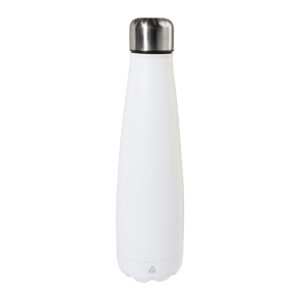 Pudele no pārstrādāta nerūsējošā tērauda ar kontrastējošu vāciņu, 600 ml – Balta
