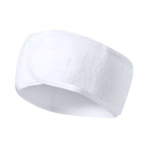 Adjustable polyester cosmetic hair band with velcro fastening – White