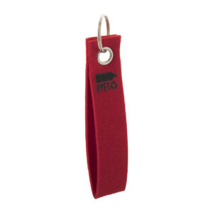 RPET filca atslēgu piekariņš ar metāla gredzenu, 30×140 mm – Sarkana