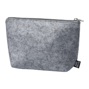 RPET filca kosmētikas somiņa ar rāvējslēdzēju, 220×140×65 mm – Pelēka