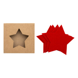 RPET felt star-shaped coasters, 4 pcs. – Red