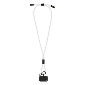 RPET kaklasiksna telefonam ar karabīni un USB-C uzlādes vadu, 60 W, 66 cm – Balta