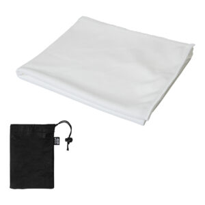 RPET mikrošķiedras sporta dvielis neausta materiāla maisiņā, 140 g/m², 30×80 cm – Balta
