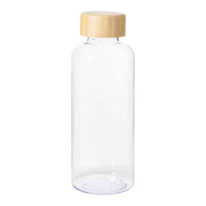 RPET pudele ar bambusa vāciņu, 600 ml – Dabīga / caurspīdīga