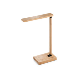 Foldable bamboo desk lamp with wireless charger – 15 W – Beige