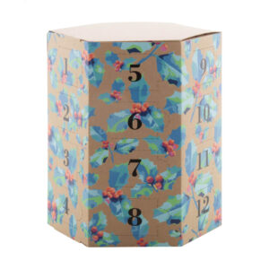 Hexagonal kraft paper Advent calendar with full colour printing – Natural