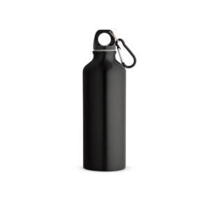 Sports bottle made of recycled aluminium with carabiner – 530 ml – Black