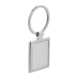 Taisnstūra metāla atslēgu piekariņš melnā dāvanu kastītē, 25×43 mm – Sudraba