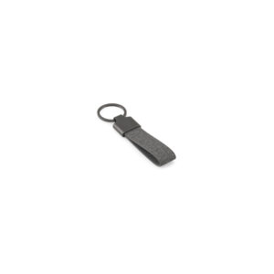 Rectangular metal and rPET keyring – Dark grey