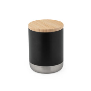 Thermal mug with copper-coated interior and bamboo lid – 370 ml – Black