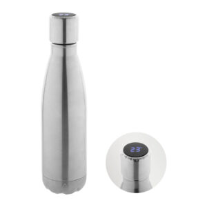 Termopudele no pārstrādāta nerūsējošā tērauda ar LED termometru un USB uzlādi, 500 ml – Sudraba