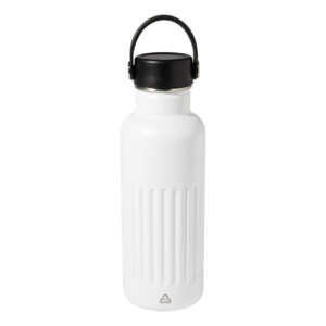 Termopudele no pārstrādāta nerūsējošā tērauda ar PP plastmasas vāciņu-rokturi, 500 ml – Balta