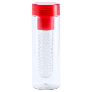 Tritan sporta pudele ar augļu ieliktni un krāsainu vāciņu, 700 ml – Sarkana / caurspīdīga