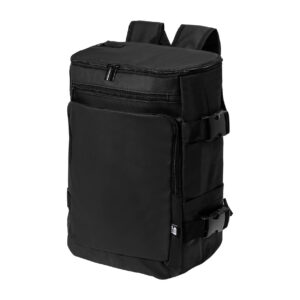 Ūdensizturīga 600D RPET mugursoma un dokumentu soma 2 vienā datoram 17" – Melna