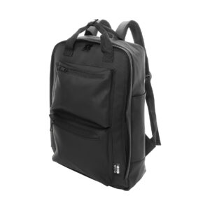 Ūdensizturīga 600D RPET poliestera mugursoma datoram 15" un planšetei 10" – Melna
