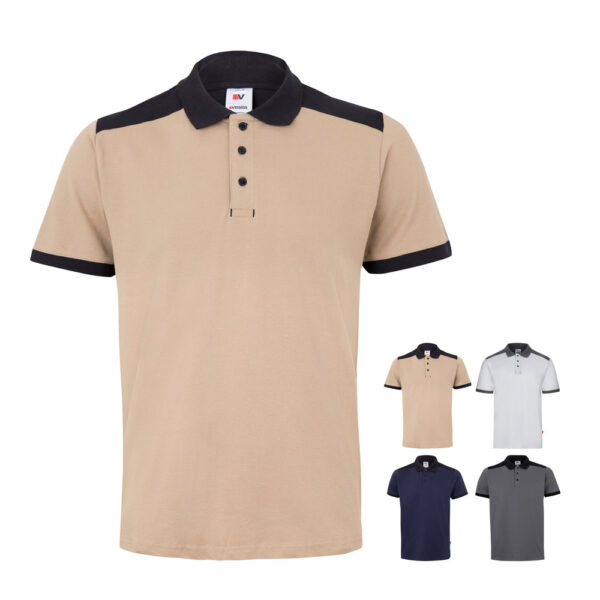 Unisex divkrāsu elastīgs pikē polo krekls, poliesters un elastāns, 200 g/m²