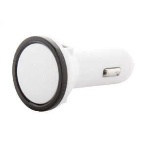 USB automašīnas lādētājs ar 2 USB portiem, 1000 un 2100 mA – Balta