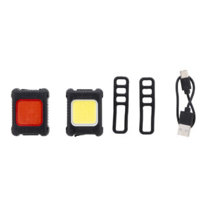 Uzlādējams COB velosipēda lukturīšu komplekts (100 mAh), 2 gab. – Melna