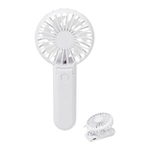 Uzlādējams rokas ventilators no pārstrādāta ABS (400 mAh) – Balta