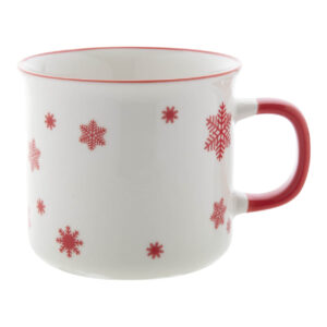 Vintage ceramic mug in Christmas design, 300 ml – Sarkana / balta